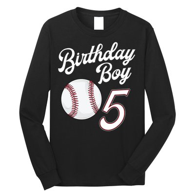 5 Years Old Baseball Themed 5th Birthday Party Sports Long Sleeve Shirt