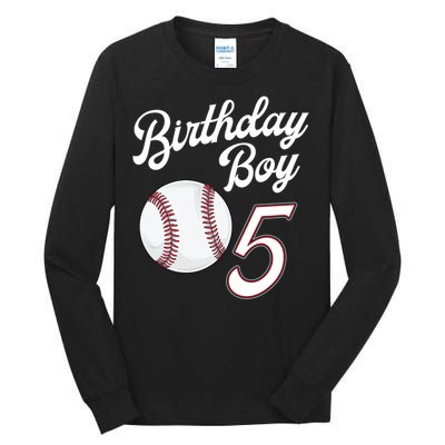 5 Years Old Baseball Themed 5th Birthday Party Sports Tall Long Sleeve T-Shirt