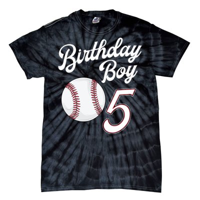 5 Years Old Baseball Themed 5th Birthday Party Sports Tie-Dye T-Shirt