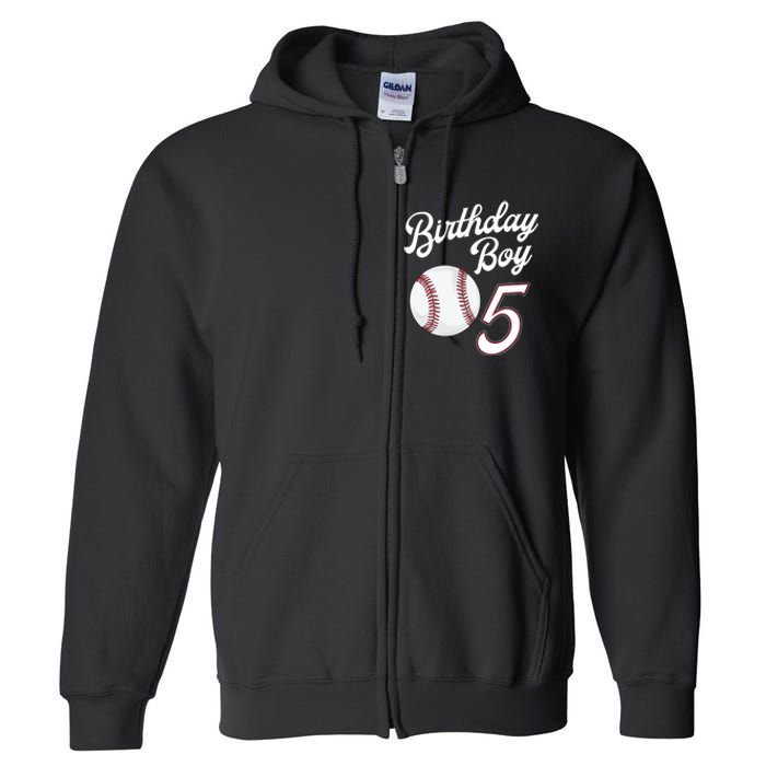 5 Years Old Baseball Themed 5th Birthday Party Sports Full Zip Hoodie