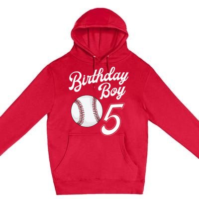 5 Years Old Baseball Themed 5th Birthday Party Sports Premium Pullover Hoodie