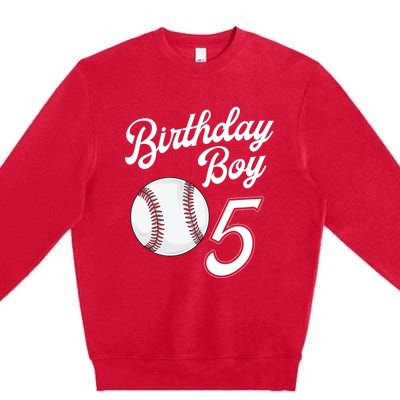 5 Years Old Baseball Themed 5th Birthday Party Sports Premium Crewneck Sweatshirt