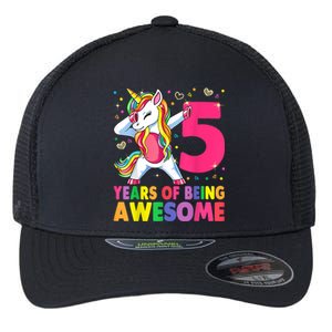 5 Years Old Unicorn Dabbing 5th Birthday Girl Unicorn Party Flexfit Unipanel Trucker Cap