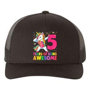 5 Years Old Unicorn Dabbing 5th Birthday Girl Unicorn Party Yupoong Adult 5-Panel Trucker Hat