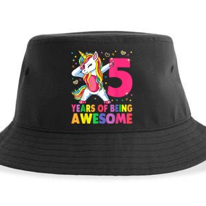 5 Years Old Unicorn Dabbing 5th Birthday Girl Unicorn Party Sustainable Bucket Hat