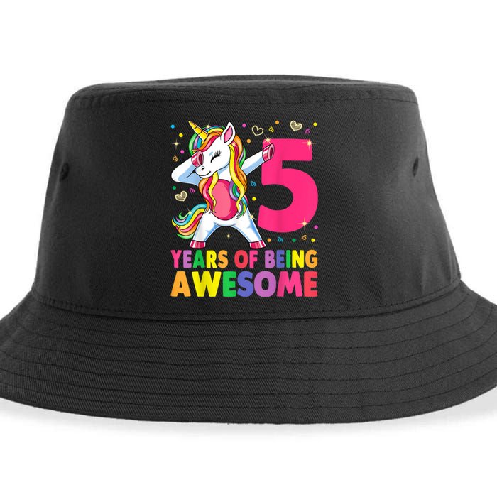 5 Years Old Unicorn Dabbing 5th Birthday Girl Unicorn Party Sustainable Bucket Hat