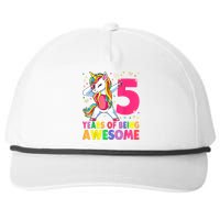 5 Years Old Unicorn Dabbing 5th Birthday Girl Unicorn Party Snapback Five-Panel Rope Hat