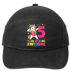 5 Years Old Unicorn Dabbing 5th Birthday Girl Unicorn Party 7-Panel Snapback Hat