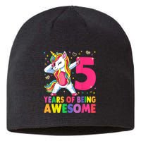 5 Years Old Unicorn Dabbing 5th Birthday Girl Unicorn Party Sustainable Beanie