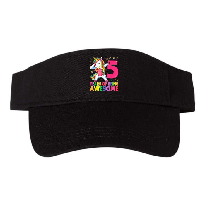 5 Years Old Unicorn Dabbing 5th Birthday Girl Unicorn Party Valucap Bio-Washed Visor