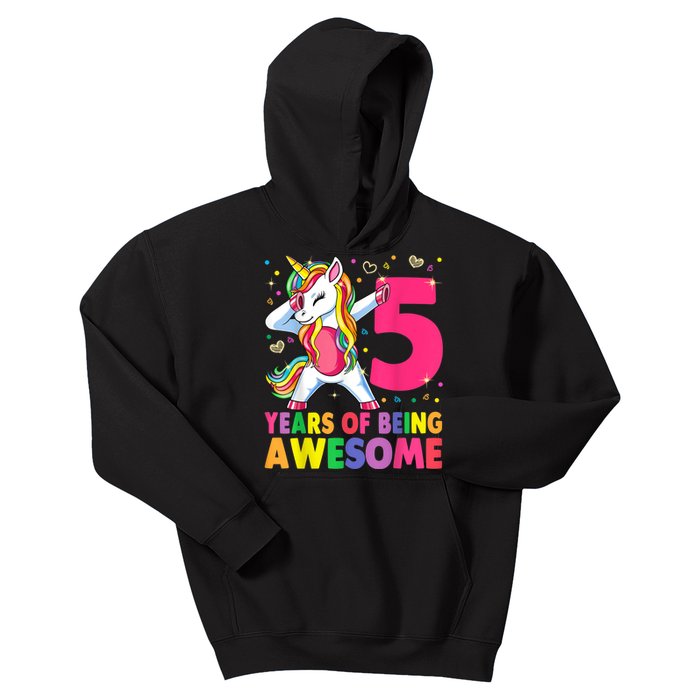 5 Years Old Unicorn Dabbing 5th Birthday Girl Unicorn Party Kids Hoodie