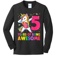 5 Years Old Unicorn Dabbing 5th Birthday Girl Unicorn Party Kids Long Sleeve Shirt