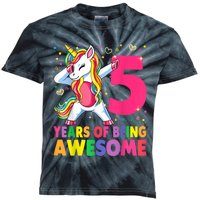 5 Years Old Unicorn Dabbing 5th Birthday Girl Unicorn Party Kids Tie-Dye T-Shirt