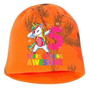 5 Years Old Unicorn Dabbing 5th Birthday Girl Unicorn Party Kati - Camo Knit Beanie