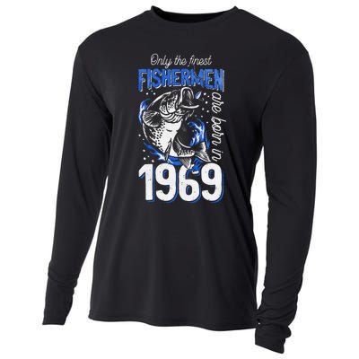 52 Years Old Fishing Fisherman 1969 52nd Birthday Cooling Performance Long Sleeve Crew