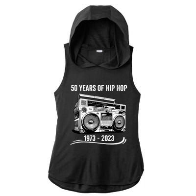 50 Years Of Hip Hop 50th Anniversary Of Rap Ladies PosiCharge Tri-Blend Wicking Draft Hoodie Tank