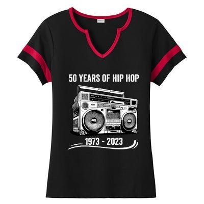 50 Years Of Hip Hop 50th Anniversary Of Rap Ladies Halftime Notch Neck Tee