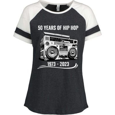 50 Years Of Hip Hop 50th Anniversary Of Rap Enza Ladies Jersey Colorblock Tee