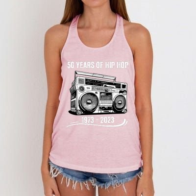 50 Years Of Hip Hop 50th Anniversary Of Rap Women's Knotted Racerback Tank