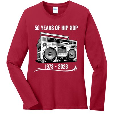 50 Years Of Hip Hop 50th Anniversary Of Rap Ladies Long Sleeve Shirt