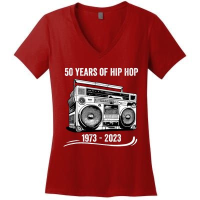 50 Years Of Hip Hop 50th Anniversary Of Rap Women's V-Neck T-Shirt