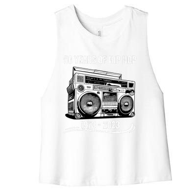 50 Years Of Hip Hop 50th Anniversary Of Rap Women's Racerback Cropped Tank