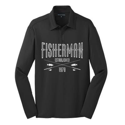 53 Year Old Fisherman Fishing 1970 53rd Birthday Gift Silk Touch Performance Long Sleeve Polo