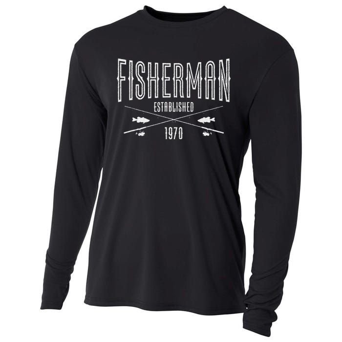 53 Year Old Fisherman Fishing 1970 53rd Birthday Gift Cooling Performance Long Sleeve Crew