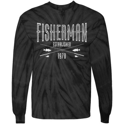 53 Year Old Fisherman Fishing 1970 53rd Birthday Gift Tie-Dye Long Sleeve Shirt