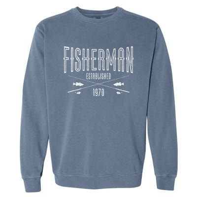 53 Year Old Fisherman Fishing 1970 53rd Birthday Gift Garment-Dyed Sweatshirt