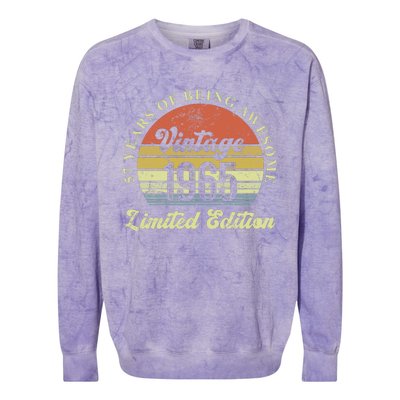 57 Years Of Being Awesome Vintage 1965 Limited Edition Colorblast Crewneck Sweatshirt