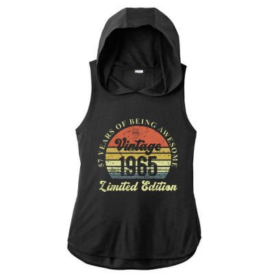 57 Years Of Being Awesome Vintage 1965 Limited Edition Ladies PosiCharge Tri-Blend Wicking Draft Hoodie Tank