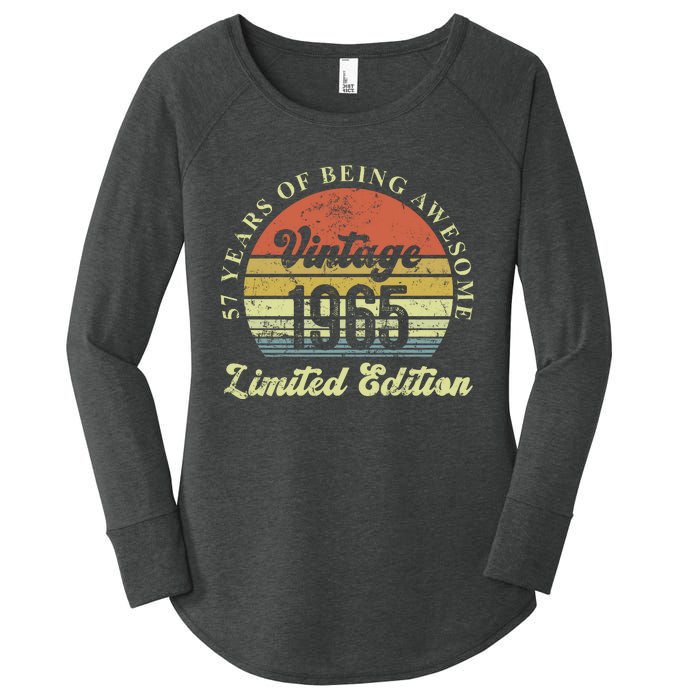 57 Years Of Being Awesome Vintage 1965 Limited Edition Women's Perfect Tri Tunic Long Sleeve Shirt