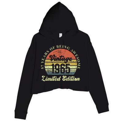 57 Years Of Being Awesome Vintage 1965 Limited Edition Crop Fleece Hoodie