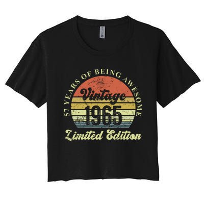 57 Years Of Being Awesome Vintage 1965 Limited Edition Women's Crop Top Tee