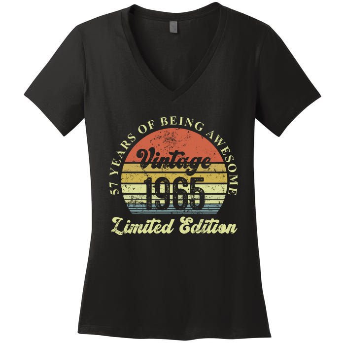 57 Years Of Being Awesome Vintage 1965 Limited Edition Women's V-Neck T-Shirt