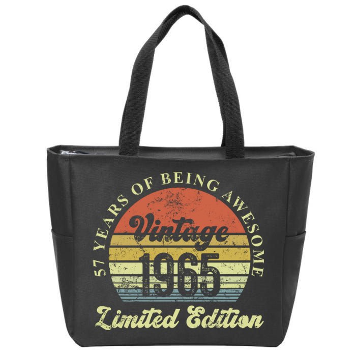 57 Years Of Being Awesome Vintage 1965 Limited Edition Zip Tote Bag