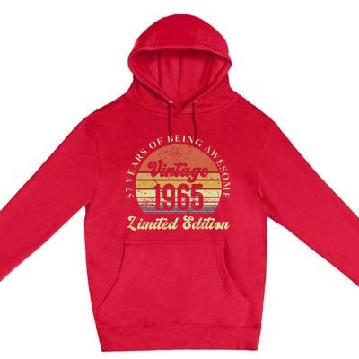 57 Years Of Being Awesome Vintage 1965 Limited Edition Premium Pullover Hoodie