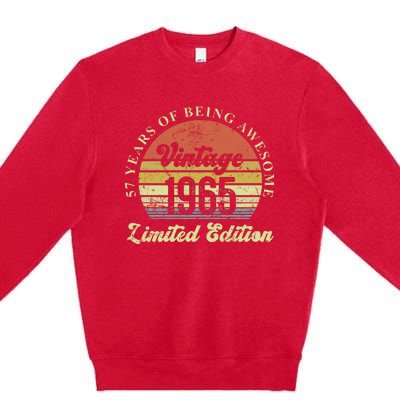 57 Years Of Being Awesome Vintage 1965 Limited Edition Premium Crewneck Sweatshirt