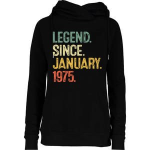 50 Year Old Gifts Legend January 1975 50th Birthday Dad Womens Funnel Neck Pullover Hood