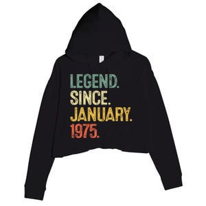 50 Year Old Gifts Legend January 1975 50th Birthday Dad Crop Fleece Hoodie