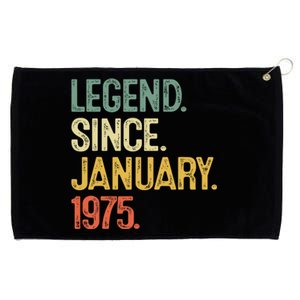 50 Year Old Gifts Legend January 1975 50th Birthday Dad Grommeted Golf Towel