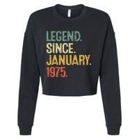 50 Year Old Gifts Legend January 1975 50th Birthday Dad Cropped Pullover Crew