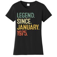 50 Year Old Gifts Legend January 1975 50th Birthday Dad Women's T-Shirt