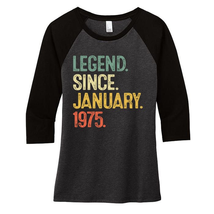 50 Year Old Gifts Legend January 1975 50th Birthday Dad Women's Tri-Blend 3/4-Sleeve Raglan Shirt