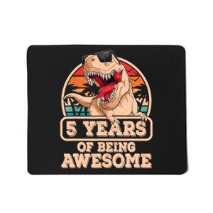 5 Years Of Being Awesome T Rex Dinosaur 5th Birthday Dino Mousepad