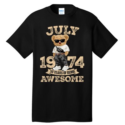 50 Years Of Being Awesome July 1974 Cool 50th Birthday Gift Tall T-Shirt