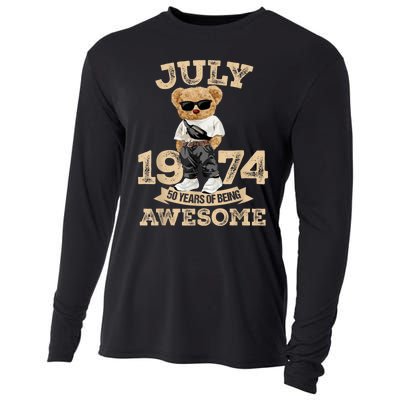 50 Years Of Being Awesome July 1974 Cool 50th Birthday Gift Cooling Performance Long Sleeve Crew