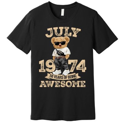 50 Years Of Being Awesome July 1974 Cool 50th Birthday Gift Premium T-Shirt