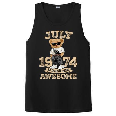 50 Years Of Being Awesome July 1974 Cool 50th Birthday Gift PosiCharge Competitor Tank